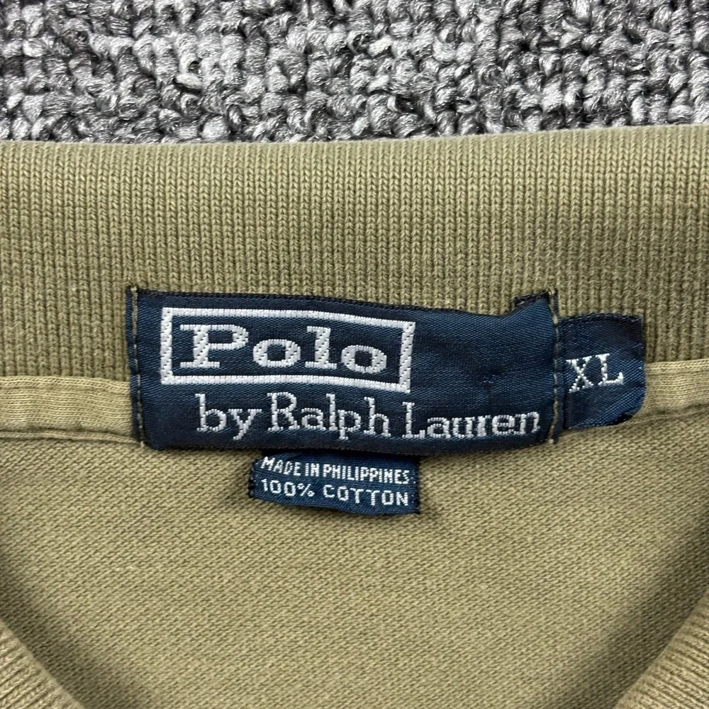 VIntage 90s Polo Ralph Lauren Short Sleeve Polo Shirt Olive Green Mens XL
